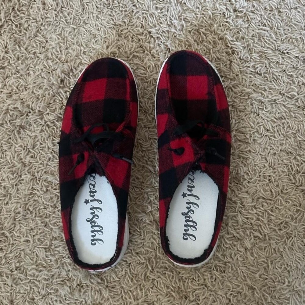 Gypsy Jazz Buffalo Plaid Slide On Sneaker